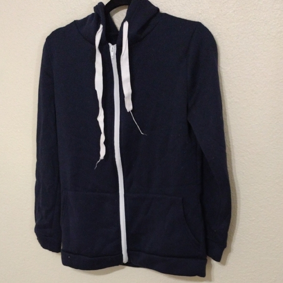 Men's Navy Zip Up Sweater - Picture 2 of 6